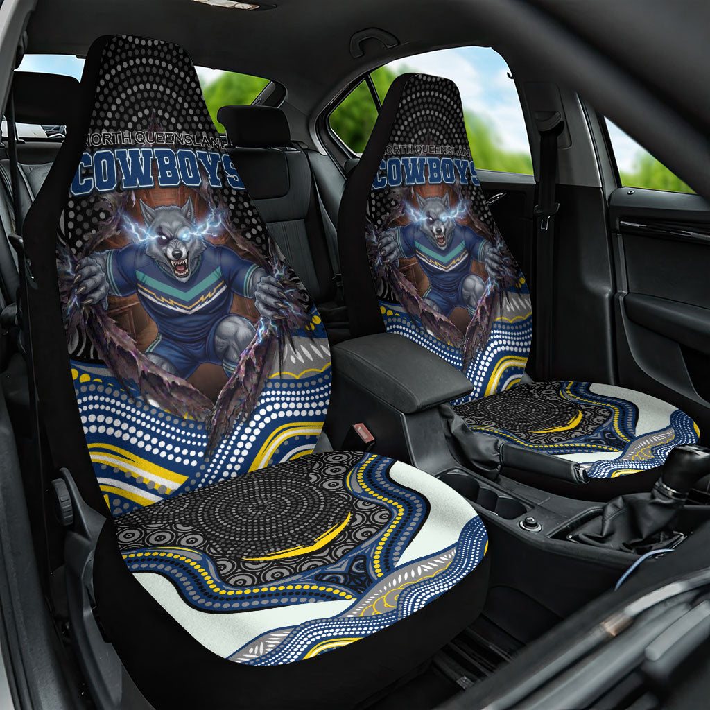 North Queensland Cowboys Car Seat Cover The Scream of Lightning Eyes - Indigenous Dot Ripping Effect