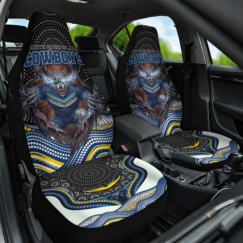North Queensland Cowboys Car Seat Cover The Scream of Lightning Eyes - Indigenous Dot Ripping Effect
