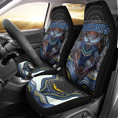 North Queensland Cowboys Car Seat Cover The Scream of Lightning Eyes - Indigenous Dot Ripping Effect