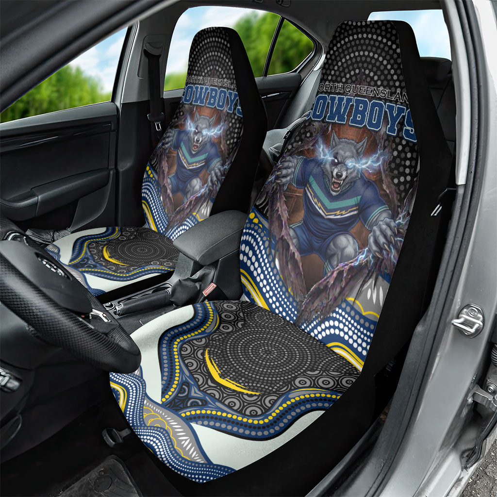 North Queensland Cowboys Car Seat Cover The Scream of Lightning Eyes - Indigenous Dot Ripping Effect