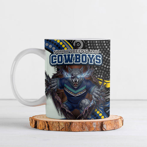 North Queensland Cowboys Ceramic Mug The Scream of Lightning Eyes - Indigenous Dot Ripping Effect