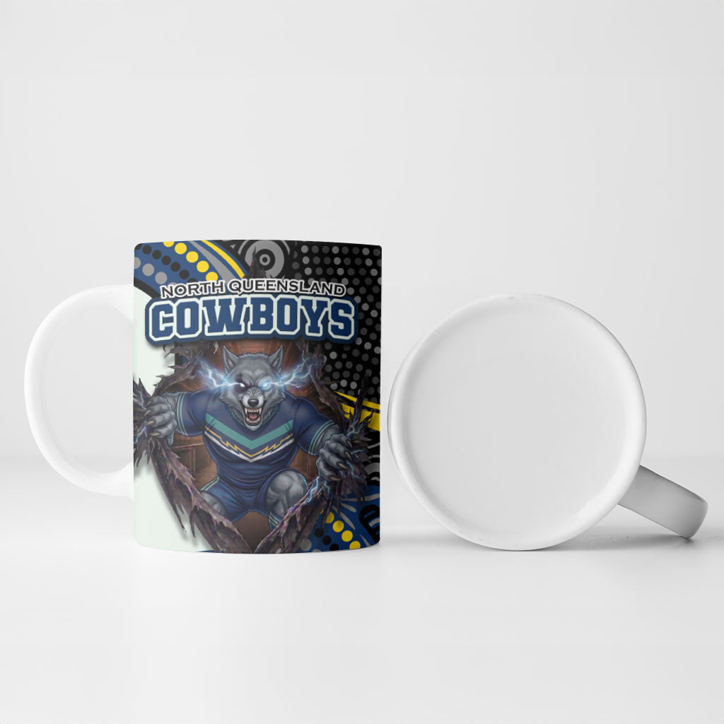 North Queensland Cowboys Ceramic Mug The Scream of Lightning Eyes - Indigenous Dot Ripping Effect