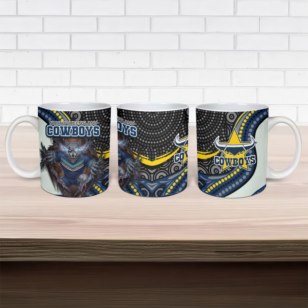 North Queensland Cowboys Ceramic Mug The Scream of Lightning Eyes - Indigenous Dot Ripping Effect