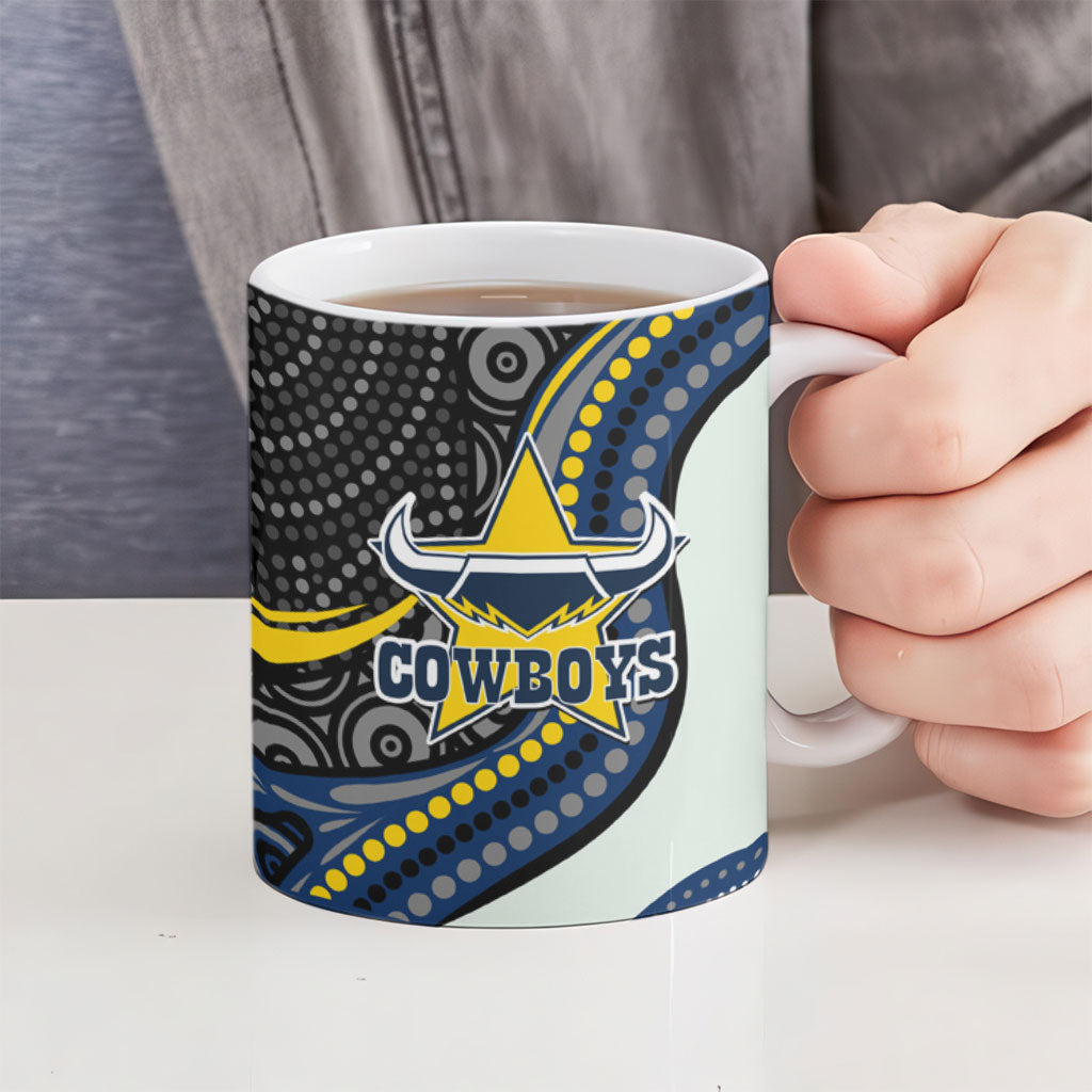 North Queensland Cowboys Ceramic Mug The Scream of Lightning Eyes - Indigenous Dot Ripping Effect