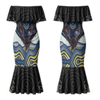 North Queensland Cowboys Couples Matching Mermaid Dress and Hawaiian Shirt The Scream of Lightning Eyes - Indigenous Dot Ripping Effect