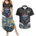North Queensland Cowboys Couples Matching Summer Maxi Dress and Hawaiian Shirt The Scream of Lightning Eyes - Indigenous Dot Ripping Effect