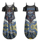North Queensland Cowboys Couples Matching Summer Maxi Dress and Hawaiian Shirt The Scream of Lightning Eyes - Indigenous Dot Ripping Effect