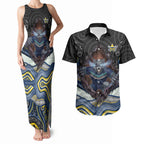 North Queensland Cowboys Couples Matching Tank Maxi Dress and Hawaiian Shirt The Scream of Lightning Eyes - Indigenous Dot Ripping Effect