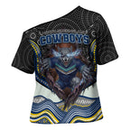 North Queensland Cowboys Cross Shoulder Shirt The Scream of Lightning Eyes - Indigenous Dot Ripping Effect