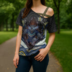 North Queensland Cowboys Cross Shoulder Shirt The Scream of Lightning Eyes - Indigenous Dot Ripping Effect