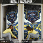 North Queensland Cowboys Door Cover The Scream of Lightning Eyes - Indigenous Dot Ripping Effect