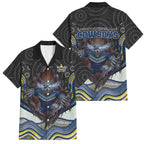 North Queensland Cowboys Family Matching Mermaid Dress and Hawaiian Shirt The Scream of Lightning Eyes - Indigenous Dot Ripping Effect