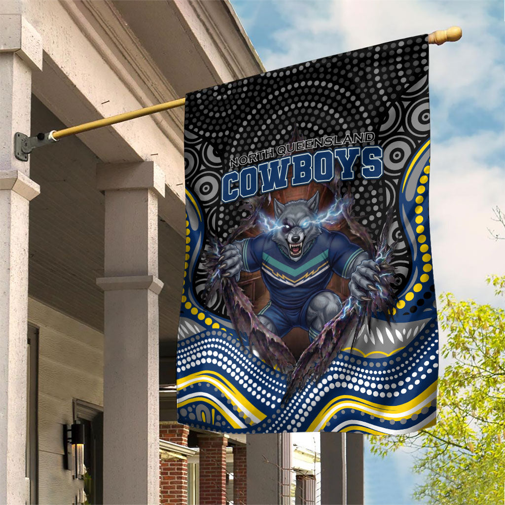 North Queensland Cowboys Garden Flag The Scream of Lightning Eyes - Indigenous Dot Ripping Effect