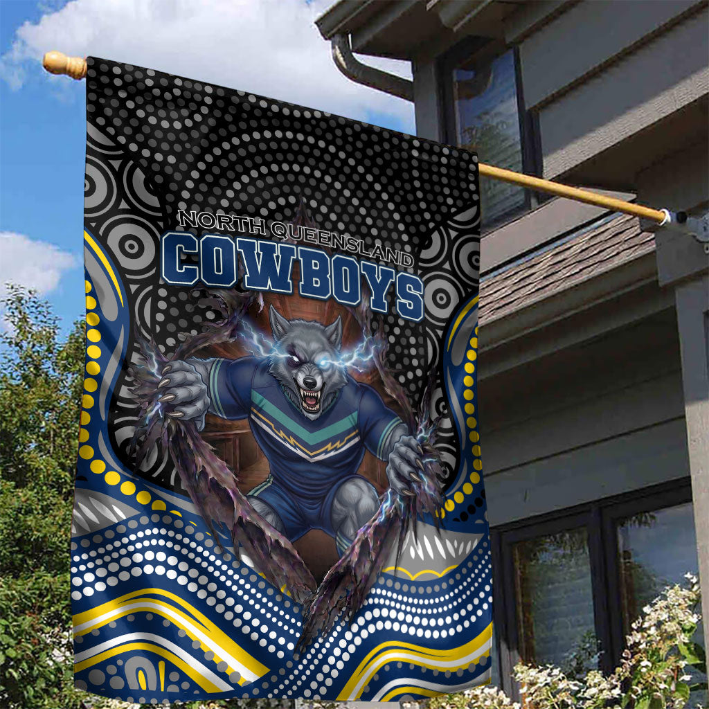 North Queensland Cowboys Garden Flag The Scream of Lightning Eyes - Indigenous Dot Ripping Effect