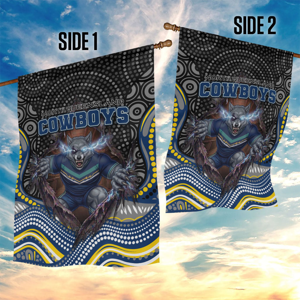 North Queensland Cowboys Garden Flag The Scream of Lightning Eyes - Indigenous Dot Ripping Effect