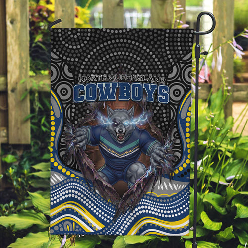 North Queensland Cowboys Garden Flag The Scream of Lightning Eyes - Indigenous Dot Ripping Effect