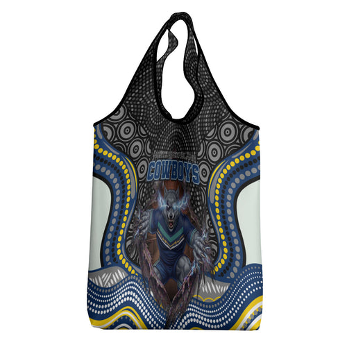 North Queensland Cowboys Grocery Bag The Scream of Lightning Eyes - Indigenous Dot Ripping Effect
