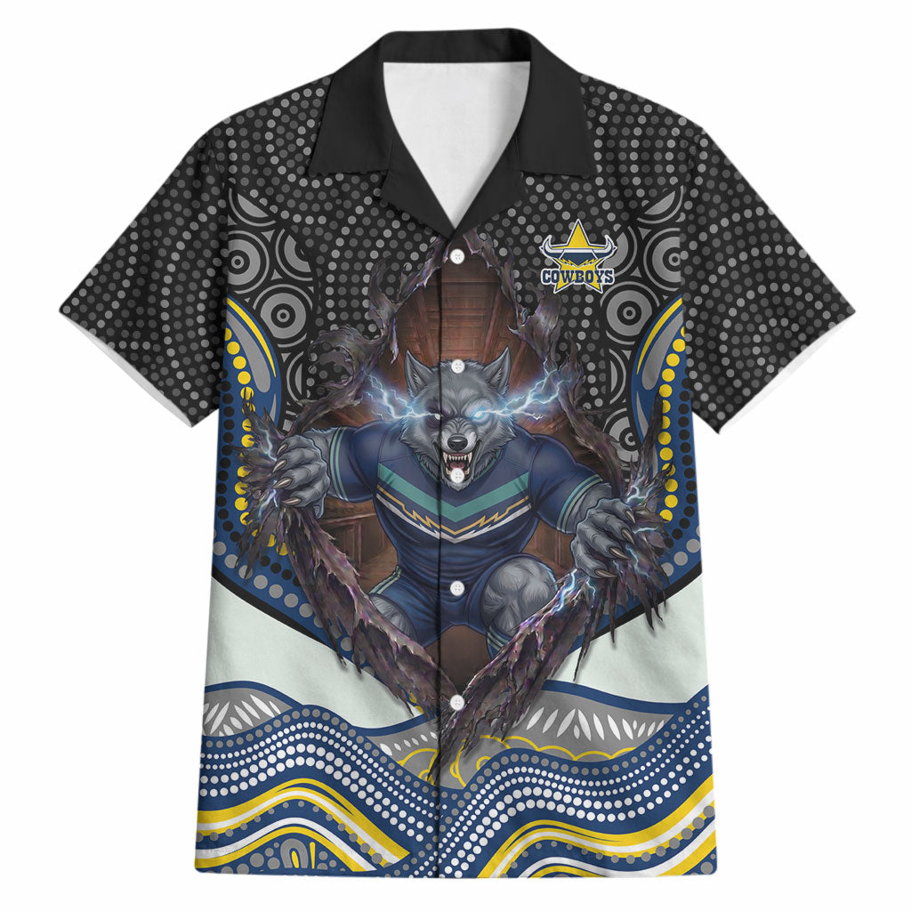 North Queensland Cowboys Hawaiian Shirt The Scream of Lightning Eyes - Indigenous Dot Ripping Effect