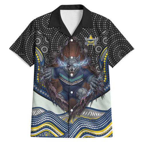 North Queensland Cowboys Hawaiian Shirt The Scream of Lightning Eyes - Indigenous Dot Ripping Effect