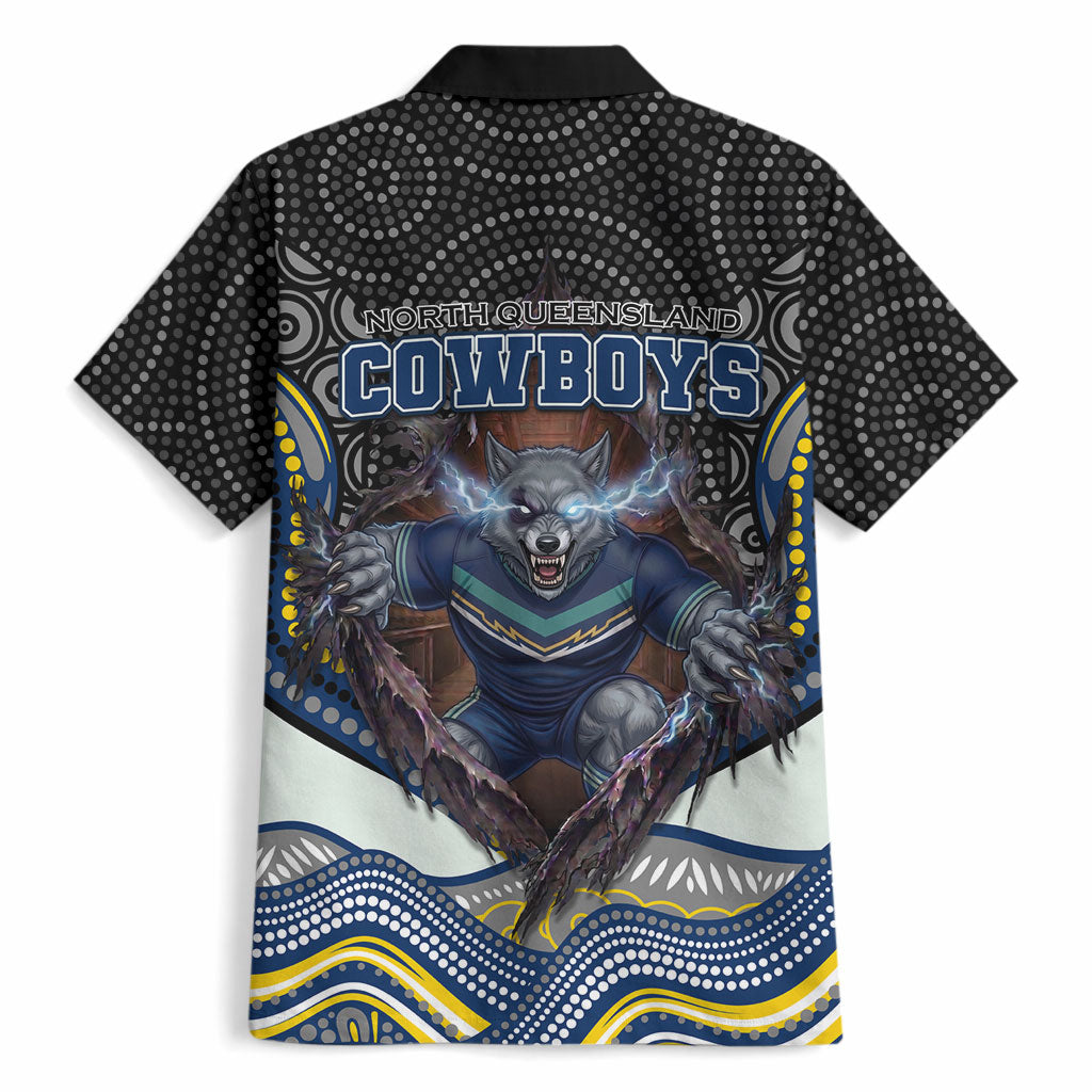 North Queensland Cowboys Hawaiian Shirt The Scream of Lightning Eyes - Indigenous Dot Ripping Effect