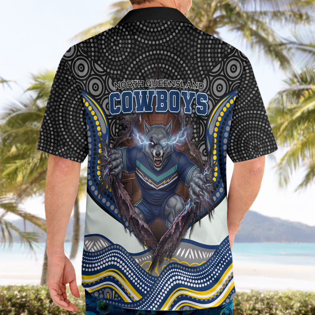 North Queensland Cowboys Hawaiian Shirt The Scream of Lightning Eyes - Indigenous Dot Ripping Effect