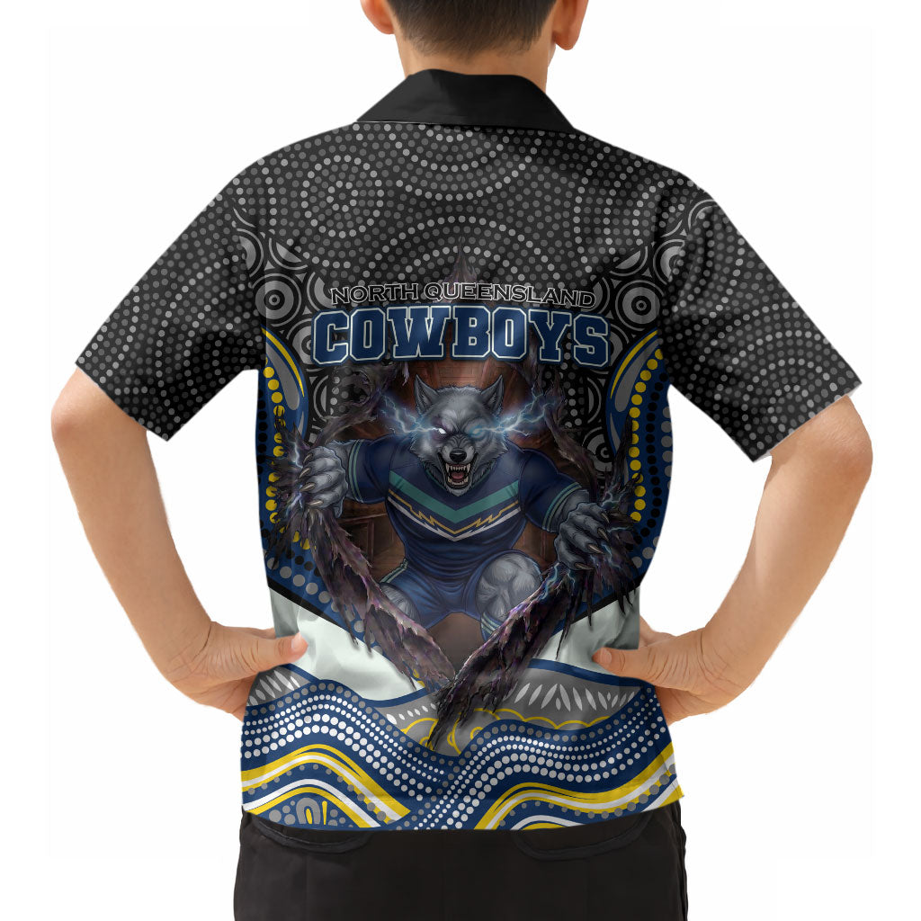North Queensland Cowboys Hawaiian Shirt The Scream of Lightning Eyes - Indigenous Dot Ripping Effect