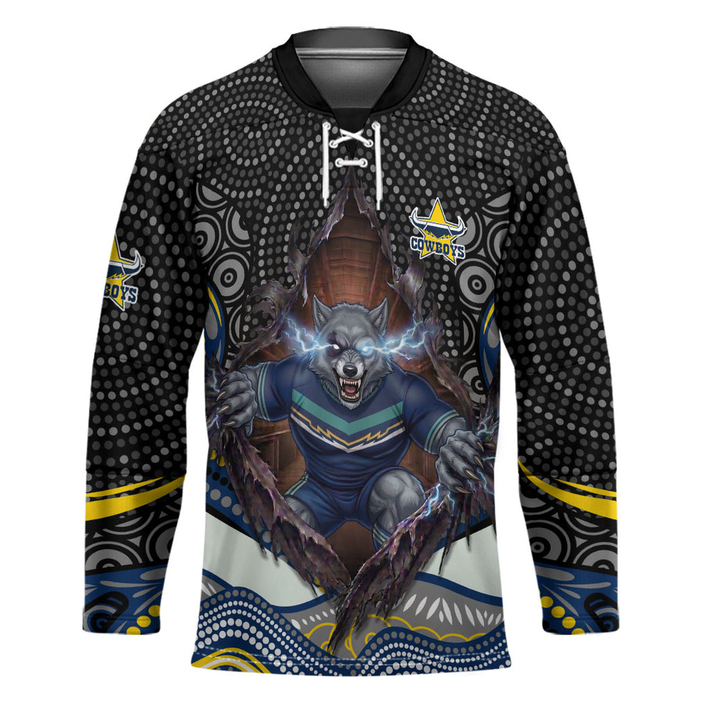North Queensland Cowboys Hockey Jersey The Scream of Lightning Eyes - Indigenous Dot Ripping Effect