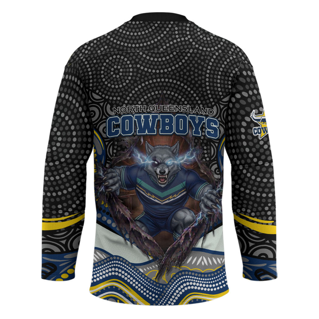 North Queensland Cowboys Hockey Jersey The Scream of Lightning Eyes - Indigenous Dot Ripping Effect