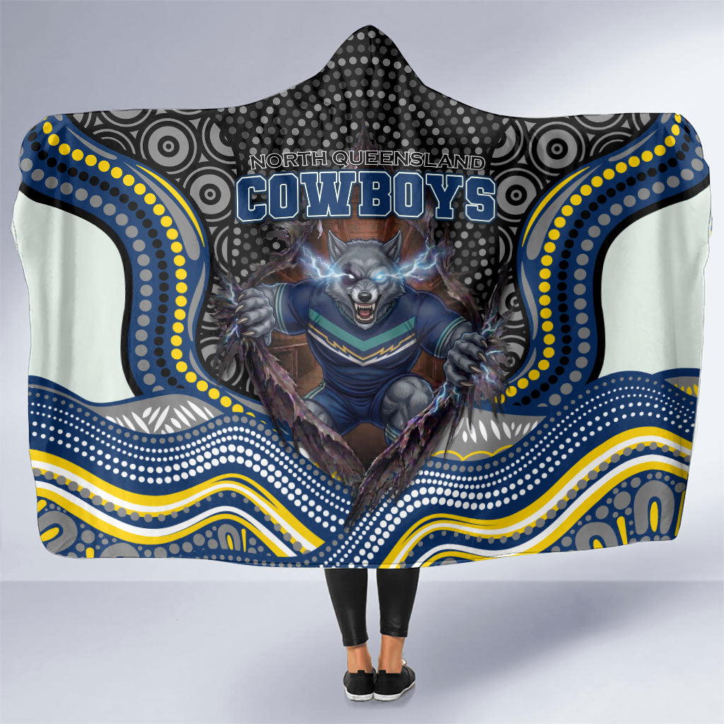 North Queensland Cowboys Hooded Blanket The Scream of Lightning Eyes - Indigenous Dot Ripping Effect