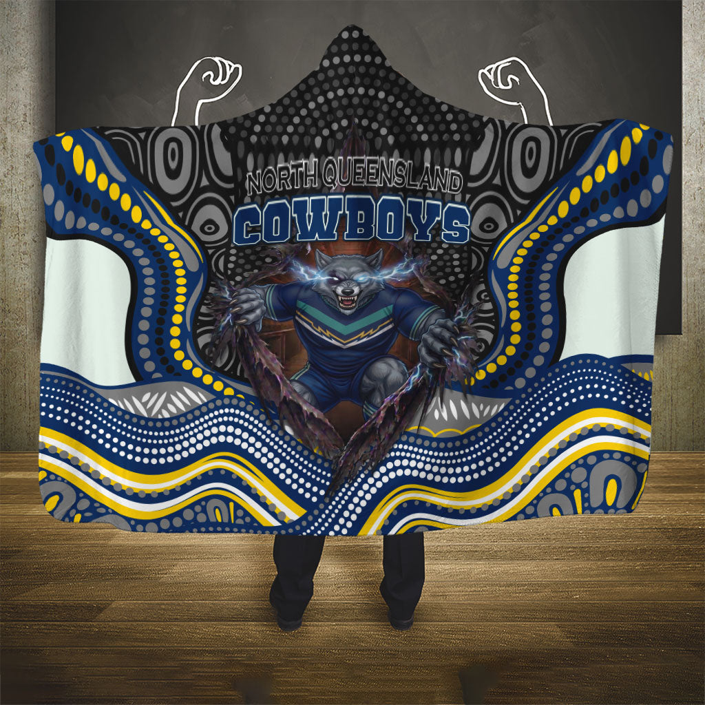 North Queensland Cowboys Hooded Blanket The Scream of Lightning Eyes - Indigenous Dot Ripping Effect