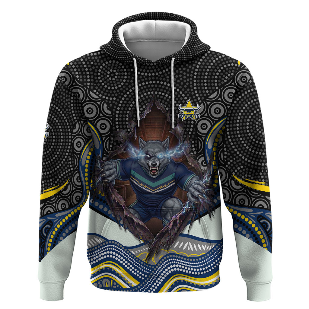 North Queensland Cowboys Hoodie The Scream of Lightning Eyes - Indigenous Dot Ripping Effect