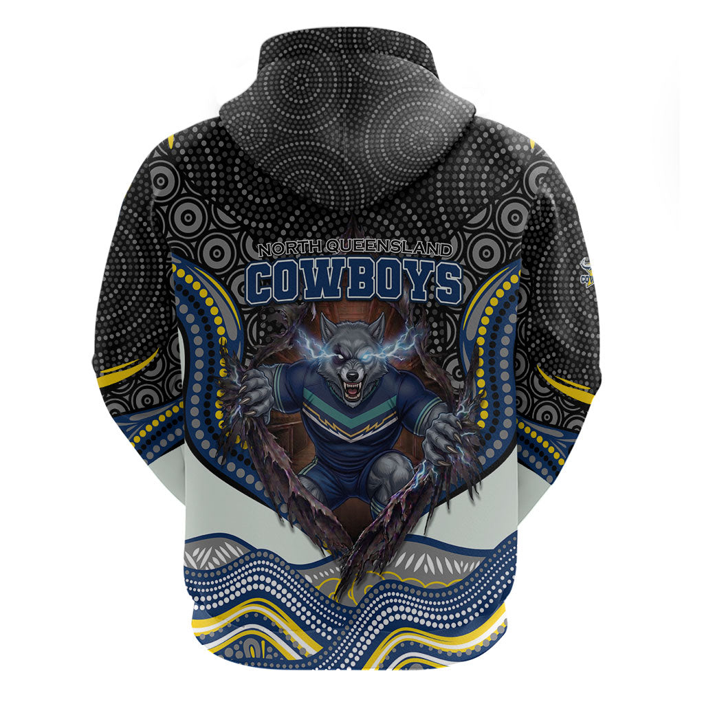 North Queensland Cowboys Hoodie The Scream of Lightning Eyes - Indigenous Dot Ripping Effect
