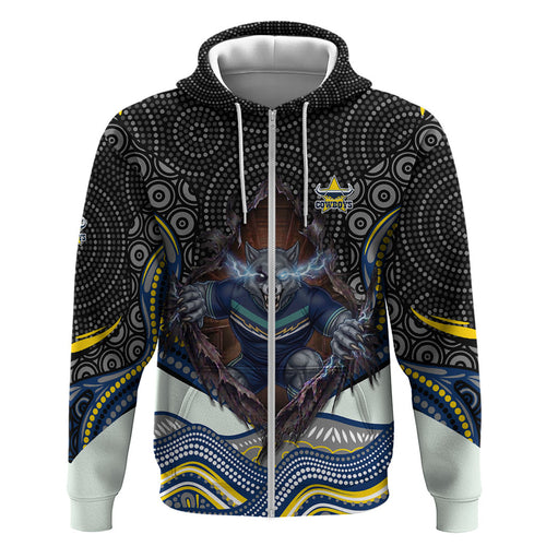 North Queensland Cowboys Hoodie The Scream of Lightning Eyes - Indigenous Dot Ripping Effect