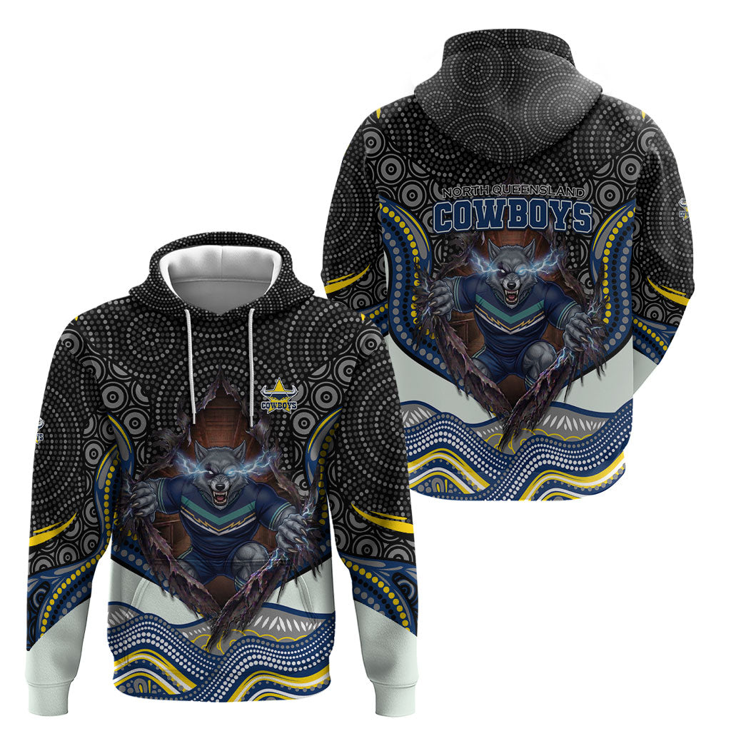 North Queensland Cowboys Hoodie The Scream of Lightning Eyes - Indigenous Dot Ripping Effect