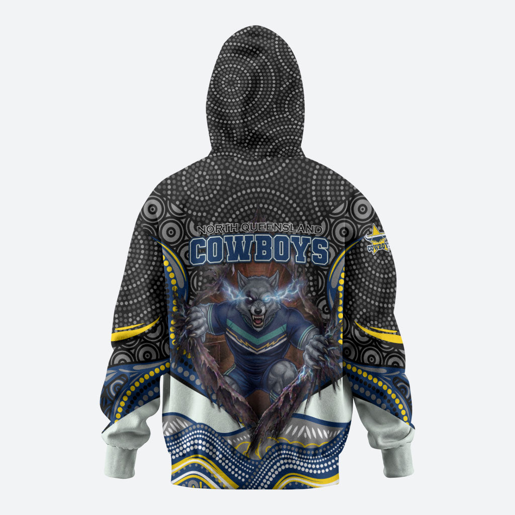 North Queensland Cowboys Hoodie The Scream of Lightning Eyes - Indigenous Dot Ripping Effect