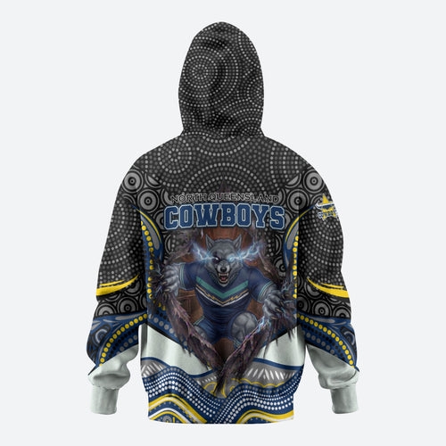 North Queensland Cowboys Hoodie The Scream of Lightning Eyes - Indigenous Dot Ripping Effect