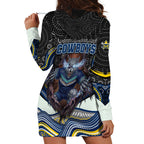 North Queensland Cowboys Hoodie Dress The Scream of Lightning Eyes - Indigenous Dot Ripping Effect