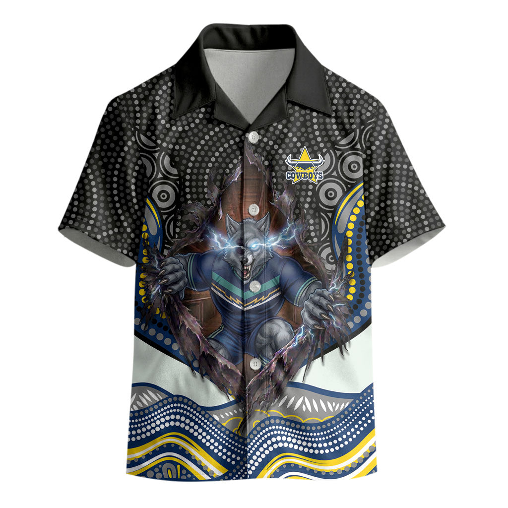 North Queensland Cowboys Kid Hawaiian Shirt The Scream of Lightning Eyes - Indigenous Dot Ripping Effect