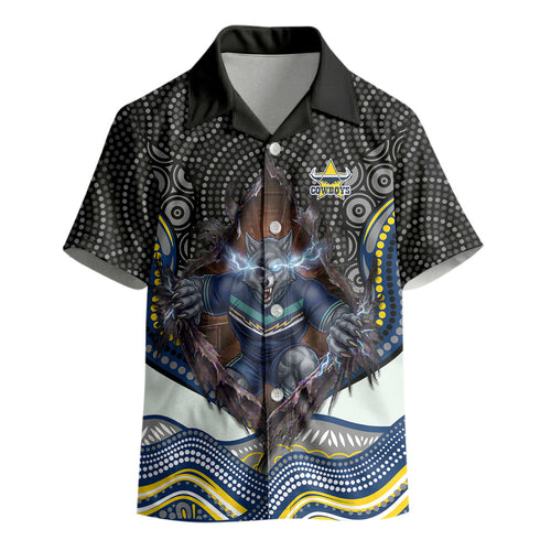 North Queensland Cowboys Kid Hawaiian Shirt The Scream of Lightning Eyes - Indigenous Dot Ripping Effect