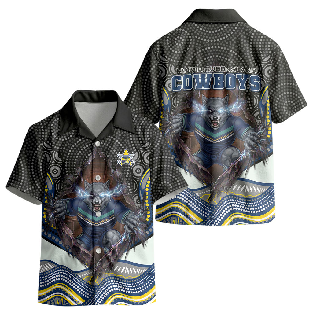 North Queensland Cowboys Kid Hawaiian Shirt The Scream of Lightning Eyes - Indigenous Dot Ripping Effect