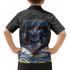 North Queensland Cowboys Kid Hawaiian Shirt The Scream of Lightning Eyes - Indigenous Dot Ripping Effect