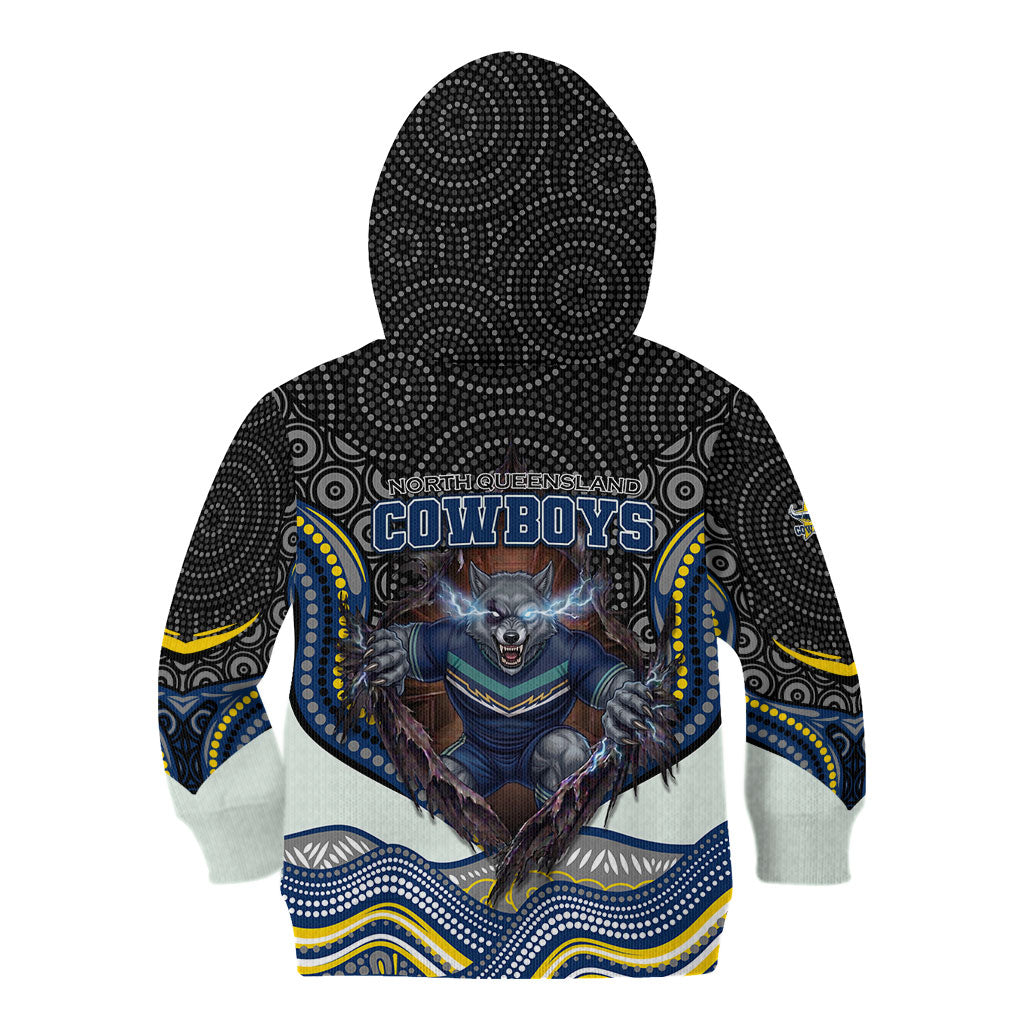 North Queensland Cowboys Kid Hoodie The Scream of Lightning Eyes - Indigenous Dot Ripping Effect