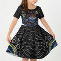 North Queensland Cowboys Kid Short Sleeve Dress The Scream of Lightning Eyes - Indigenous Dot Ripping Effect