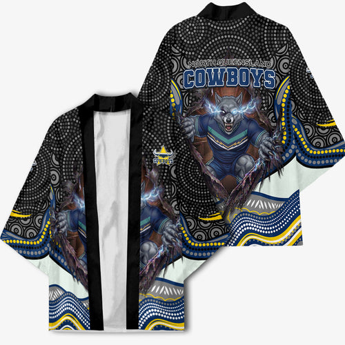 North Queensland Cowboys Kimono The Scream of Lightning Eyes - Indigenous Dot Ripping Effect