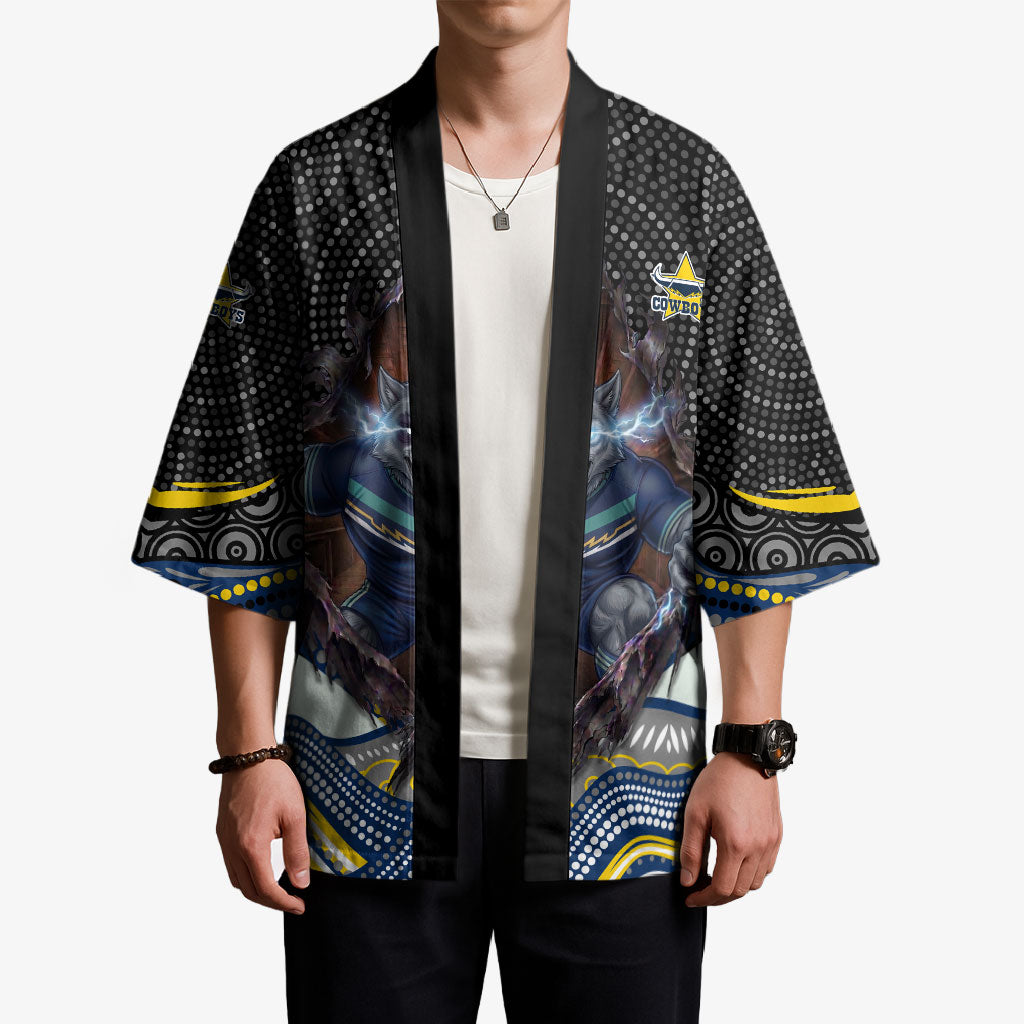 North Queensland Cowboys Kimono The Scream of Lightning Eyes - Indigenous Dot Ripping Effect