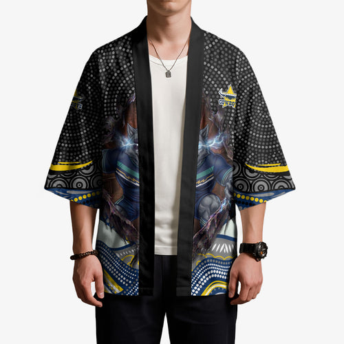 North Queensland Cowboys Kimono The Scream of Lightning Eyes - Indigenous Dot Ripping Effect