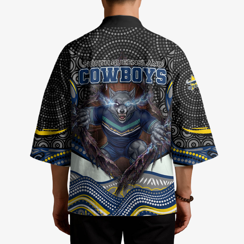 North Queensland Cowboys Kimono The Scream of Lightning Eyes - Indigenous Dot Ripping Effect