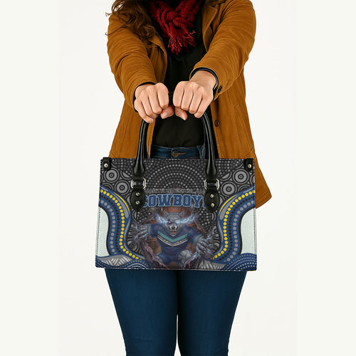 North Queensland Cowboys Leather Bag The Scream of Lightning Eyes - Indigenous Dot Ripping Effect