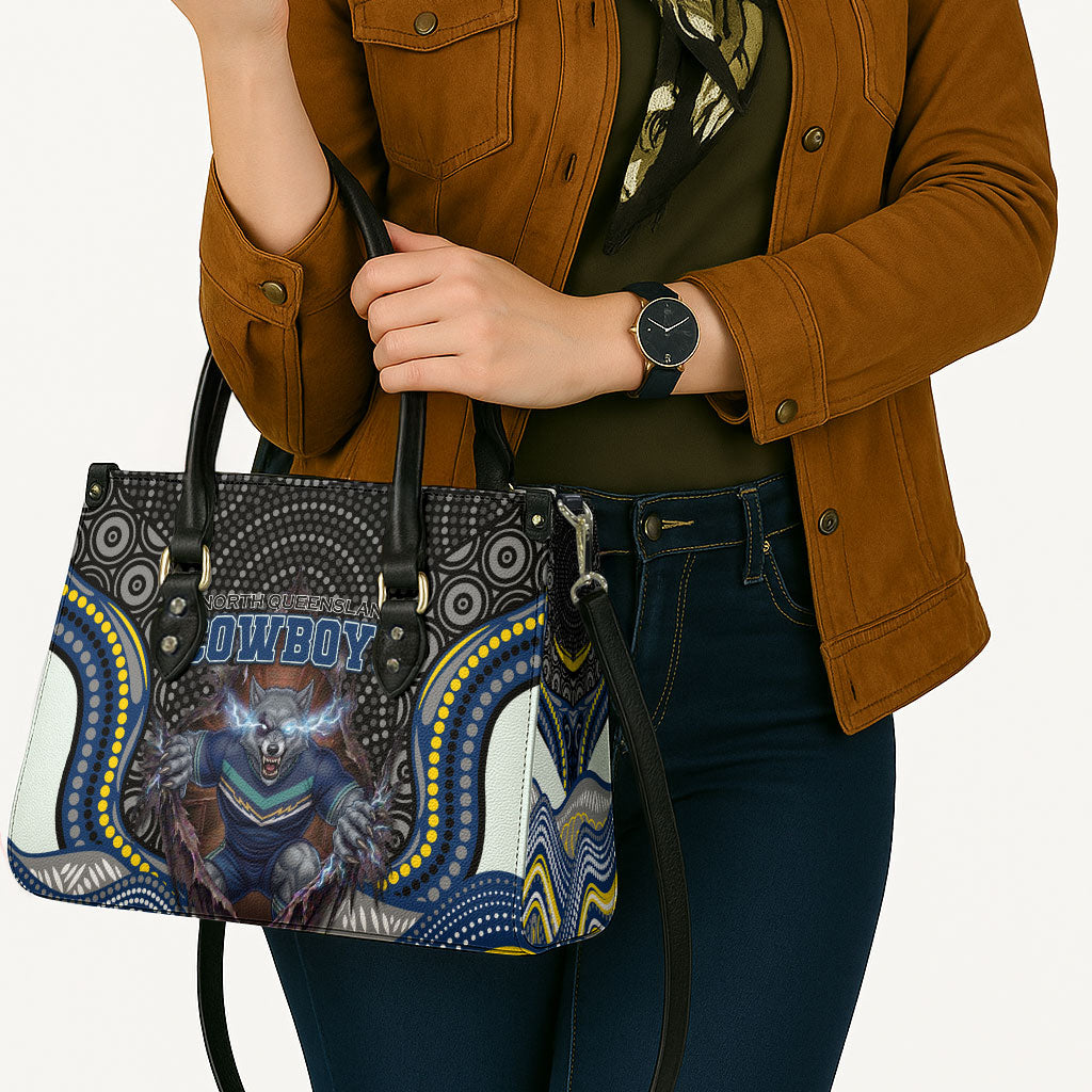 North Queensland Cowboys Leather Bag The Scream of Lightning Eyes - Indigenous Dot Ripping Effect