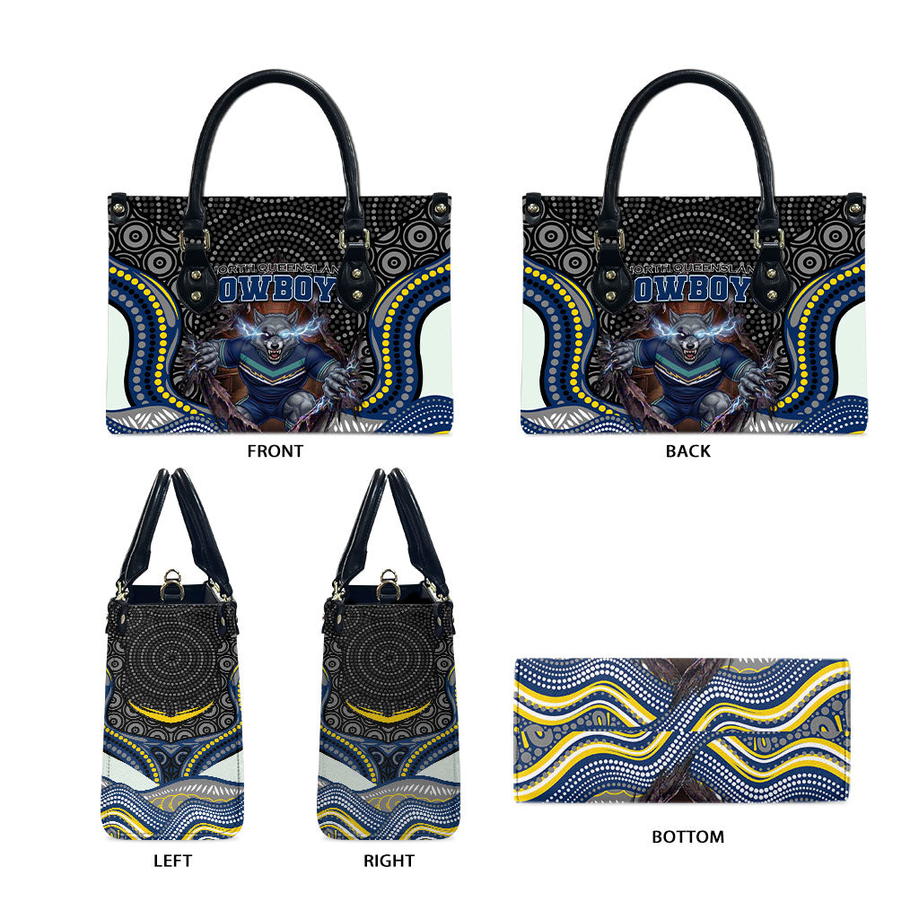 North Queensland Cowboys Leather Bag The Scream of Lightning Eyes - Indigenous Dot Ripping Effect